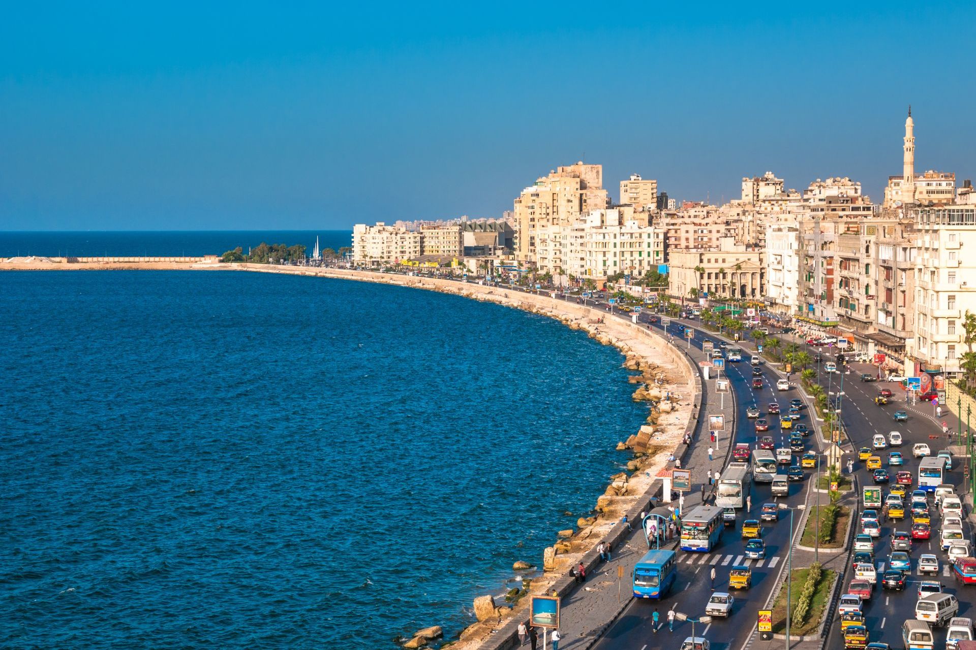 Side View of Alexandria harbor EGYPT