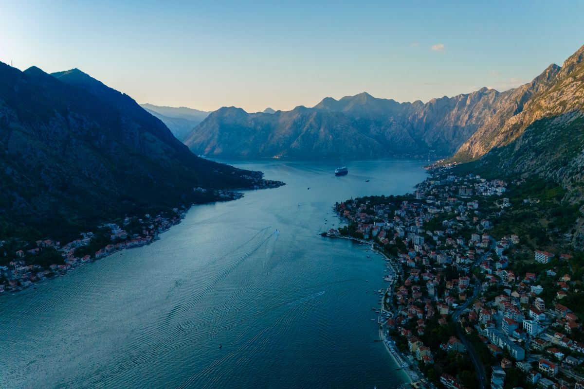 Breathtaking sunset over Kotor Bay revealing serene waters and majestic mountains