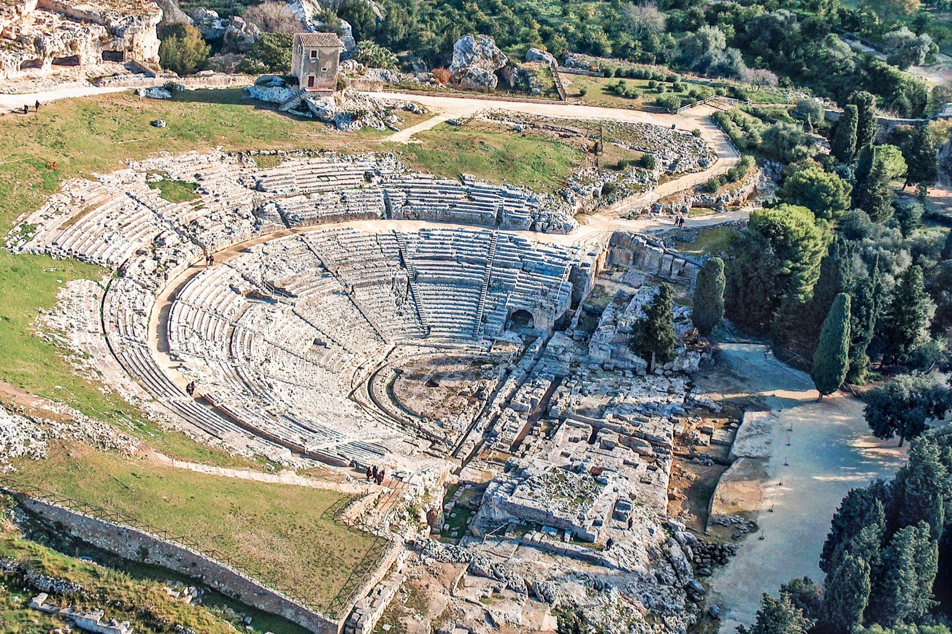 Aerial,View,Of,Greek,Theatre,Of,Syracuse,Sicily